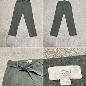 Loft outlet women straight pants sz 0 green linen blend trousers business casual
